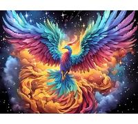 Starry Colorful Blue Phoenix Rompicapo 1000 Pezzi Per Regalo Di Epifania Cartone Spesso Per Bambini Vibrant Fantasy Animals Attività Educativa Per Tutta La Famiglia Edizione Limitata Da Passatempo 100