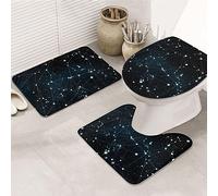Starry Divination Constellation Print Copriwater Set Da 3 Pezzi Morbida Zerbino Antiscivolo Tappetino Contorno Wc Per Toeletta Doccia La Casa