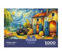 Starry Farm Jigsaw Puzzles for Adults Challenging Puzzles The Impossible Challenge 1000 Piece Tuscan Village Sunlit Hills Difficult Hard Jigsaw Puzzles for Man And Woman with Letters on Back 52x38cm/