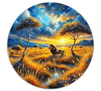 Starry Lion 1000 Pezz Puzzle Rotondo GiocoDivertimento Familiare The Majestic Lion Rompecabezas Puzzle Classico Creativo Adulti 1000pcs (67.5x67.5cm)