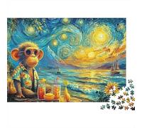 Starry Monkey Set Puzzle in Cartone Robusto Da 1000 Pezzi, Animal, Gioco Di Società Divertente E Stimolante, Relax Mentale, Intrattenimento Collettivo 38x26cm/1000pcs