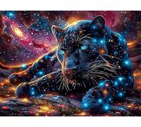 Starry Nebula Black Panther Rompicapo 300 Pezzi Per Regalo Di Battesimo Cartone Spesso Per Bambini Luminous Enchanted Beasts Tema Baby Per Attività Educativa Con Confezione Regalo Da Passatempo 300 P
