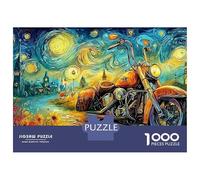 Starry Night Bike Set Puzzle Premium Da 1000 Pezzi, Biker in Starry Art, Impossibile, Difficile, Stimolante, Stress, Migliore Regalo, Idea Regalo, Hobby, Tempo Libero 70x50cm/1000pcs