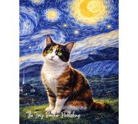 Starry Night Calico Cat Notebook - 8” x 10” Lined Journal | 70 Sheets | Celestial Cat Design: A dreamy lined notebook featuring a colorful calico cat ... writing, school notes, or gift-giving