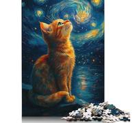 Starry Night Cat Jigsaw Puzzle Impossibili 1000Pcs Decorazione Per La Casa. Giochi Rilassamento E Intelligence Per Adulti E Bambini Da 12 Anni 1000pcs (38x26cm)