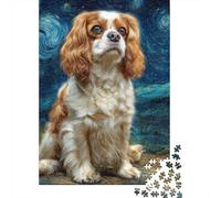 Starry Night Cavalier King Charles Spaniel Puzzle Impossibili 1000 Pezzi Decorazione Per La Casa. Giochi Rilassamento E Intelligence Per Adulti E Ragazzi Da 14 Anni 38x26cm/1000pcs