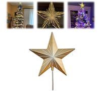 Starry Night Gingerbread Tree Topper-Whimsical Holiday Magic,5 Point Resin Tree Top Star with Auto Timer,Illuminated Twinkle LED Acrylic Star Christmas Tree Decorations (Gold)