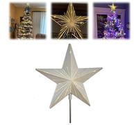 Starry Night Gingerbread Tree Topper-Whimsical Holiday Magic,5 Point Resin Tree Top Star with Auto Timer,Illuminated Twinkle LED Acrylic Star Christmas Tree Decorations (Sliver)