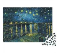 Starry Night Over River Puzzle in Cartone 1000 Pezzi Per Adulti Tempo Libero Sfida Mentale Top Valutati Mantenimento Mentale in Cartone Spesso 70x50cm/1000pcs
