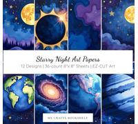 Starry Night Scrapbook Paper: Purple Galaxy Scrapbook Paper | 12 Designs | 36 Double Sided EZ-CUT Decorative Art Paper Craft For Craft Projects, Mixed Media Art and Junk Journaling