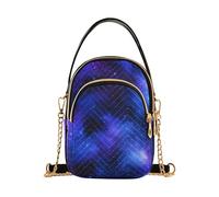Starry Night Sky Blue Purple Nebulose Donne Singola Tracolla Catena Tracolla Telefono Portafoglio Borsa Stampa Floreale Pochette Signore Cerniera Tote, 15 cm × 21,1 cm × 7,9 cm