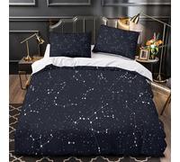 Starry Night Sky Set Di Copripiumino 3 Pezzi stampa 3D microfibra traspirante con cerniera Minimalista Astronomy Set Di Copripiumino con federa per cuscini morbido for coppie King（220x240cm）
