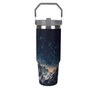 Starry Night The Mountains, bicchiere da 880 ml, con manico superiore, in acciaio inox, isolato sottovuoto, tazza da caffè con coperchio e cannuccia, bottiglia d'acqua a tenuta stagna, per donne e