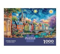 Starry Night Village Set Puzzle Premium Da 1000 Pezzi, Town in Starry Art, Puzzle Fai Da Te, Gioco Educativo, Difesa Dallo Stress, Migliore Idea Regalo, Creatività 52x38cm/1000pcs