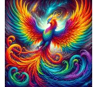 Starry Phoenix Diamond Painting Kit for Adults,5D Round Full Drill Colorful Birds Diamond Art Kits,DIY Crystal Embroidery Gem Art Picture Craft for Living Room Home Decor 30x30 cm