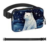 Starry Polar Bear Cintura da corsa, cintura da allenamento per telefono, denaro, chiavi, passaporto, carta di credito, regolabile, per donne e uomini, marsupio da viaggio per corridori, Multicolore