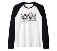 Starry Skeleton Dogs Camicia Carino Halloween Cane Art e Pipistrelli Maglia con Maniche Raglan