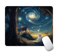 Starry Sky Cat Dreamy House Tappetini Mouse Soffice Tappetino per Mouse Base in Gomma Mousepad per Lavoro Casa Pc 25X30Cm