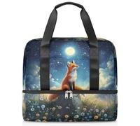 Starry Sky Fox Daisy Borsa sportiva da palestra per donne e uomini, borsone da viaggio con scomparto per scarpe, grande capacità, per allenamento, fitness, yoga, nuoto, fine settimana
