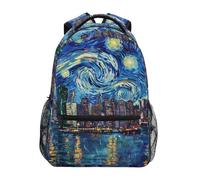 Starry Sky Night City School Zaino, Bookbag per ragazzi e ragazze scuola elementare casual borsa da viaggio per computer portatile, Città Notte Cielo Stell, S
