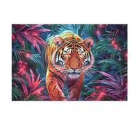 Starry Sky White Tiger Rompicapo 1000 Pezzi Per Regalo Di Battesimo Cartone Spesso Per Bambini Animal Pet Wildlife Tema Baby Per Attività Educativa Con Confezione Regalo Da Passatempo 1000 PCS