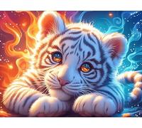 Starry Sky White Tiger Rompicapo 1000 Pezzi Per Regalo Di Battesimo Cartone Spesso Per Bambini Wildlife Tema Baby Per Attività Educativa Con Confezione Regalo Da Passatempo 1000 PCS/75x50cm