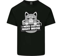 STARRY STAR Men's Cat I Need Coffee Right Meow Funny Mens Cotton Slim Fit Mens Tee Top29684 T-Shirts Black M