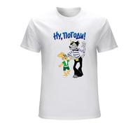 STARRY STAR Men's Cotton Mens Summer Tops Cartoon Well Just You Wait V1 Nu Pogodi TV Series 1986 Man Brand T-Shirts White 3XL