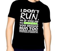 STARRY STAR Men's I Don't Run Funny Joke Running Parody T-Shirts Black S