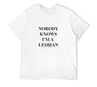 STARRY STAR Men's Nobody Knows Im A Lesbian 100% Cotton As Worn By Axl Rose Short Sleeve Top T-Shirts White 3XL