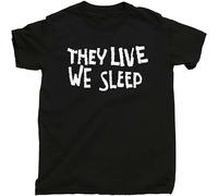 STARRY STAR Men's They Live We Sleep Rowdy Roddy Piper Sunglasses John Carpenter Movie Tee Black T-Shirts Black M