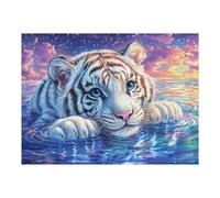 Starry White Tiger Rompicapo 500 Pezzi Impossibile Per Esperti Cartone Di Alta Qualità Senza Sbavature Per Collezionisti Edizione Limitata Con Poster Incluso 500 PCS