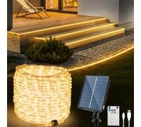 StarryEver Tubo solare a LED per esterni, 20 m, 800 LED, luce bianca calda, per esterni, con funzione di ricarica USB e telecomando, per feste, trampolino, giardino, balcone