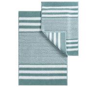 Starryle Set di 2 tappeti da bagno in ciniglia, extra morbidi e assorbenti, a righe, antiscivolo, lavabili in lavatrice (61 x 88,9 cm più 40,6 x 61 cm, denim)