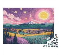StarryNightLandscape Puzzle impossibile, sfida per adulti, intrattenimento creativo, 1000 pezzi, opera d'arte per adulti, regali a partire dai 14 anni, 52 x 38 cm, 1000 pezzi