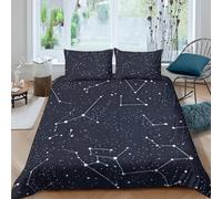 StarryNightSkySet Di Copripiumino microfibra morbida 3 Pezzi stampa 3D con cerniera CelestialMapStyle copripiumino con federa traspirante ultra morbido e traspirante for bambini King（220x240cm）