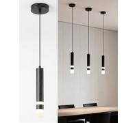 STARRYOL Lampada a Sospensione Minimalista Nera per Isola Cucina, Moderna Lampada a LED a Luce Naturale, Lampadario Adatto per Sala da Pranzo, Bar, Comodino e Vano Scale