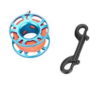 Starrypxl KEEP DIVING Aviation Aluminum Finger Reel Clip Scuba Diving Tech Spool 15m Line Lightweight Durable Corrosion Resistant for Underwater Exploration Black Grey Blue Pink (Blu)