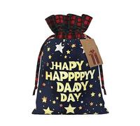 Stars And Happy Fathers Day 1 pz borsa natalizia con coulisse 11,9 x 17,5 cm, borsa robusta per regali e oggetti essenziali per l'uso quotidiano