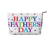 Stars and Happy Fathers Day - Borsa per il trucco in velluto a coste con chiusura a cerniera, multifunzione, 22 x 7 x 17 cm, per viaggi, campeggio, vacanze, fitness, Nero , Taglia unica