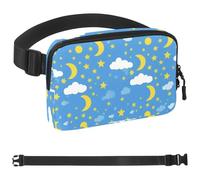 Stars and Moon-1382 Marsupio da uomo e donna, marsupio con tracolla regolabile, alla moda, borsa a tracolla ovunque, per viaggi all'aperto, corsa, escursionismo, multicolore, 4 x 23 x 15 cm,