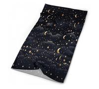 Stars And Moon On Dark Background Printed 26X30Cm Antivento Protezione del Viso Sportiva Bandana per Yoga Arrampicata Adulto