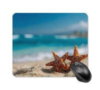 Stars And Starfish On The Beach Tappetini Mouse Portatile Mousemat Base in Gomma Tappetino per Mouse per Gioco Computer Ufficio 25X30Cm