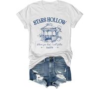 Stars Hollow Shirt, Stars Hollow Where You Lead I Will Follow Shirt, Stars Hollow 1779 t-shirt girocollo, bianco, L