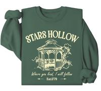 Stars Hollow Sweatshirt, Stars Hollow Where You Lead I Will Follow Felpe, Stars Hollow 1779 Camicia a maniche lunghe, Verde, M
