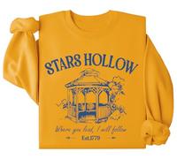 Stars Hollow Sweatshirt, Stars Hollow Where You Lead I Will Follow Felpe, Stars Hollow 1779 Camicia a maniche lunghe, Giallo, XXL