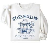Stars Hollow Sweatshirt, Stars Hollow Where You Lead I Will Follow Felpe, Stars Hollow 1779 Camicia a maniche lunghe, bianco, M