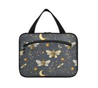 Stars Moon Bees Gray Hanging Bag per gli uomini che viaggiano con gancio, Designer Skincare Bag per la mamma Lavoro bolso de maquillaje para Mujer L