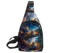 Stars Nebula Sling Bag, Crossbody Sling Backpack Travel Hiking Chest Bag Daypack per borse borsa a tracolla donna uomo, Multicolore 02, 11.8x7x1.5in/30x18x4cm