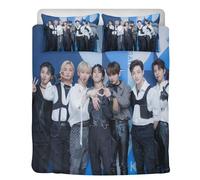 STARSAY Stray Kids - Biancheria da letto 135 x 200 cm, in microfibra, 1 copripiumino e 2 federe, per camera da letto dei bambini, 3 pezzi (Bang Chan)